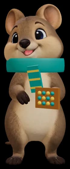 A young quokka wearing its maths gear