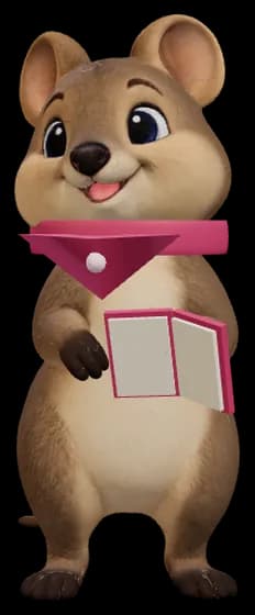 A young quokka wearing its spelling and reading gear