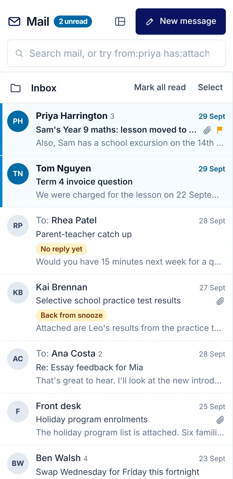 The inbox on a phone.