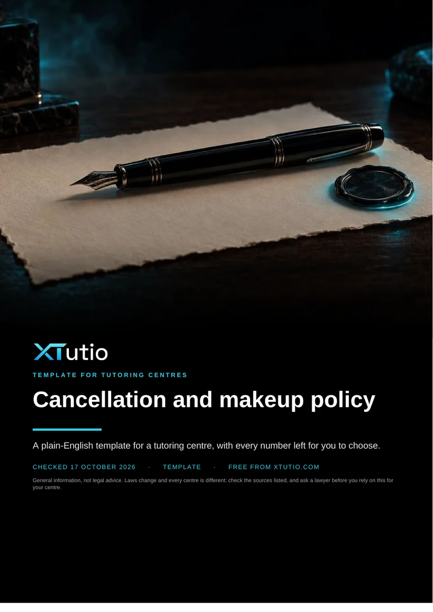 The first page of Cancellation and makeup policy template