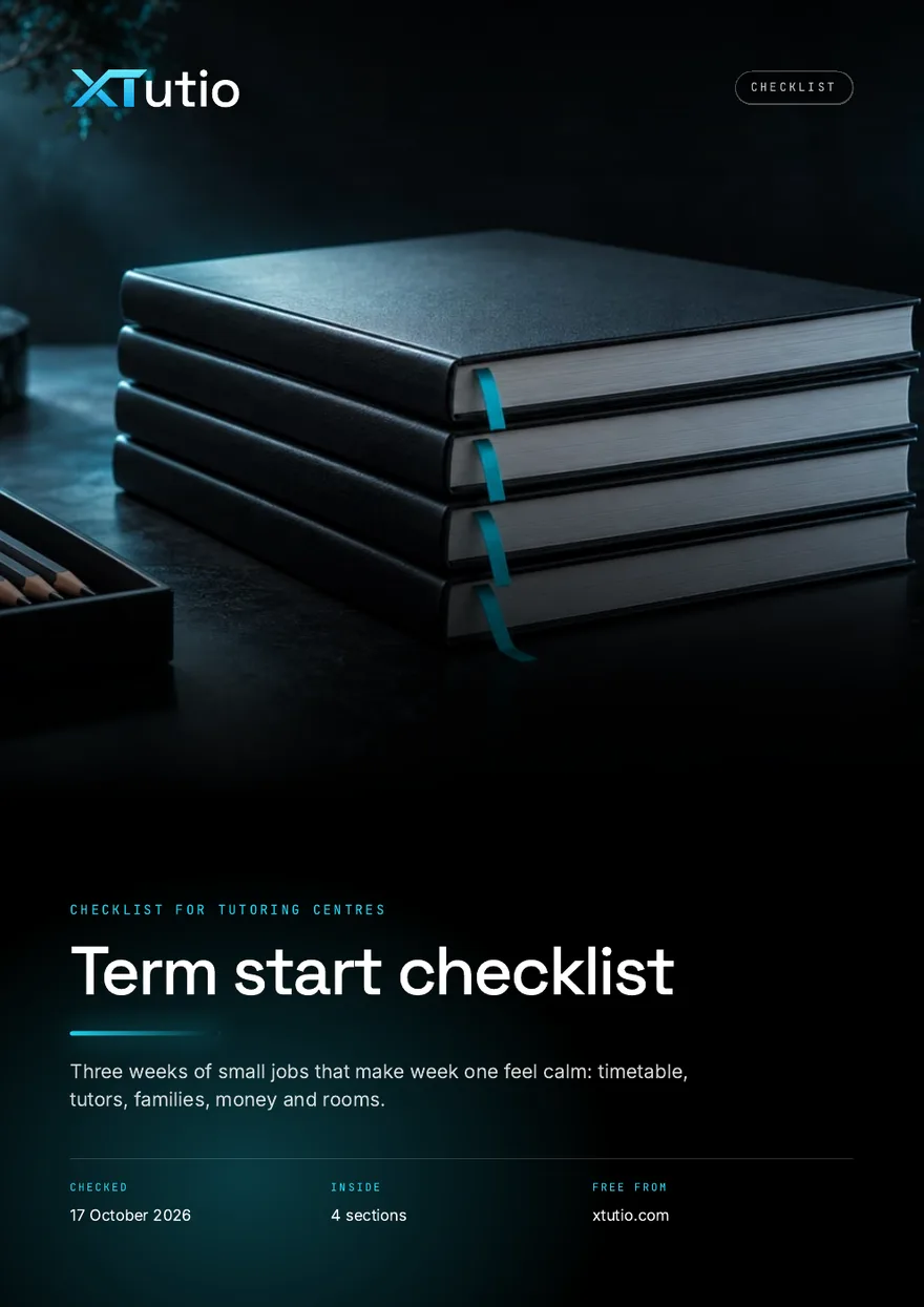 The first page of Term start checklist
