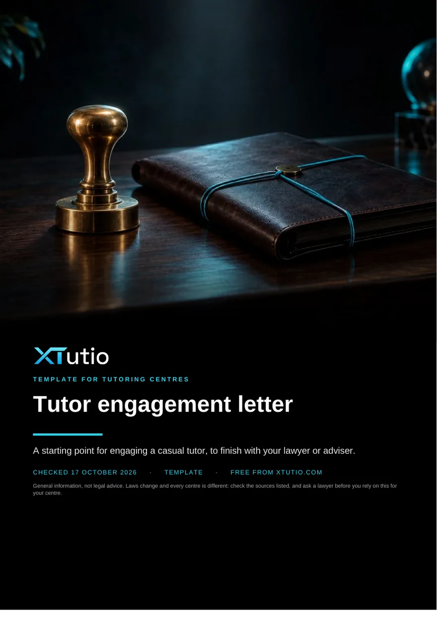 The first page of Tutor engagement letter: a starter